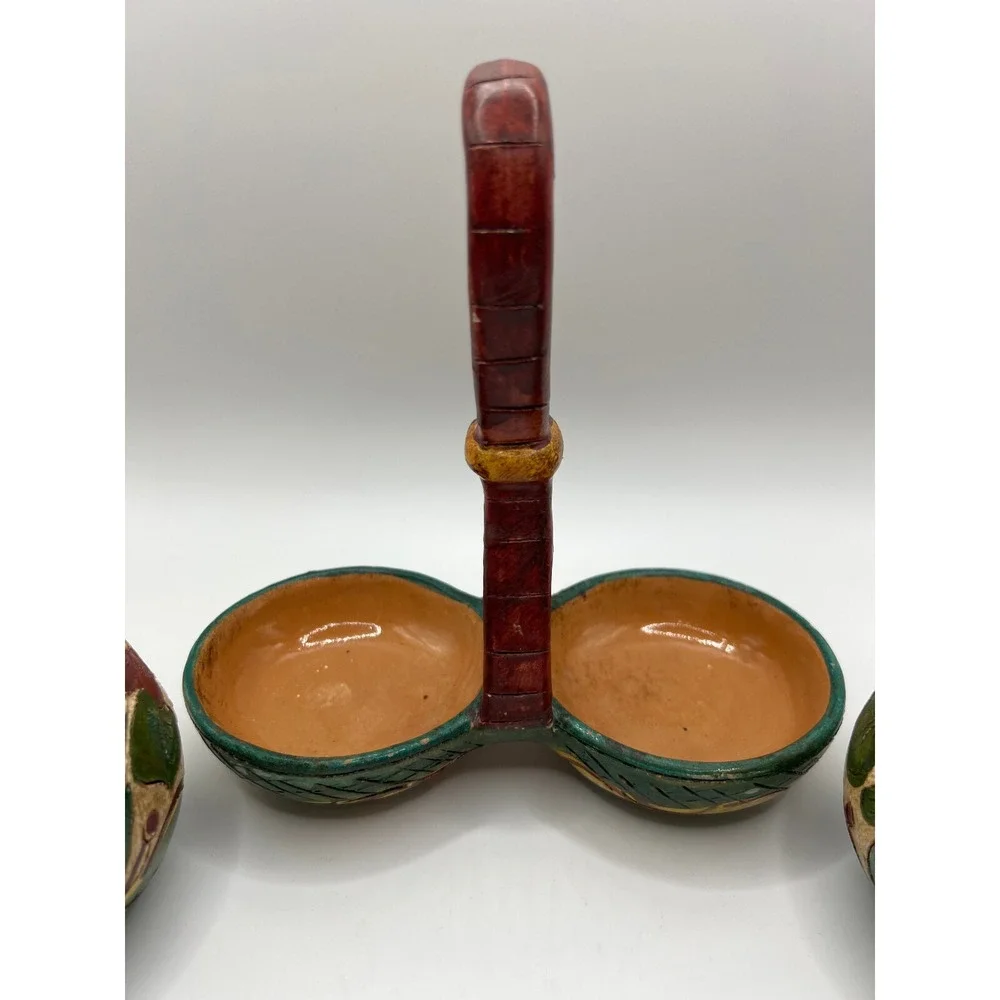 DIPINTO  A MANO Italian Art Pottery - Oil & Vinegar Caddy - Deruta Italy‎